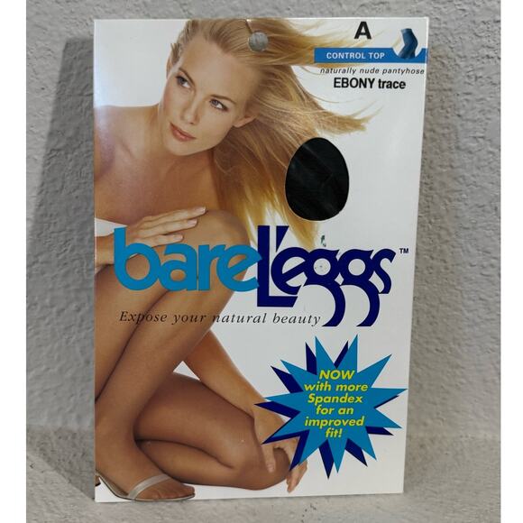 Leggs Brand Bare Leggs Control Top Ebony Trace Size A Pantyhose New Vintage 2001 - Picture 1 of 6